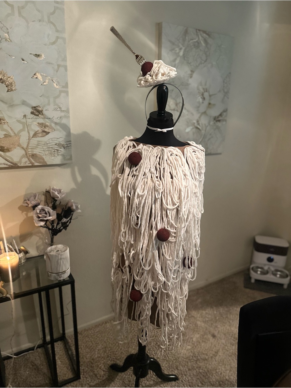 Handcrafted Halloween costume unique spaghetti and meatballs